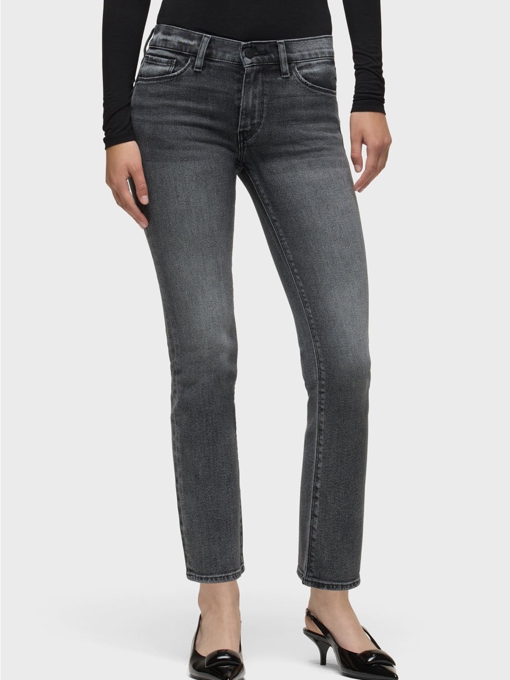 Hudson Jeans Straight Leg Jeans in Washed Gray-Black